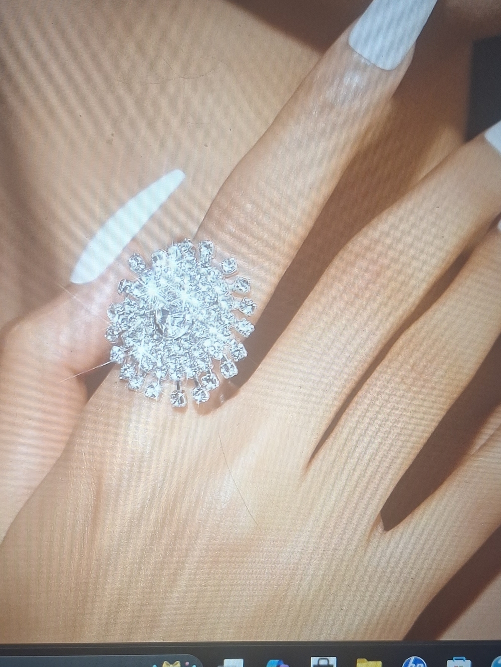 Crystal Halo Statement Ring - Silver Tone